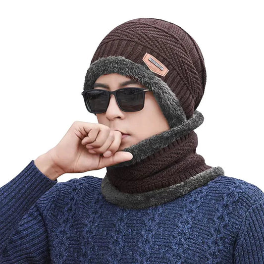 Winter Wool Cap with Neck Warmer Set