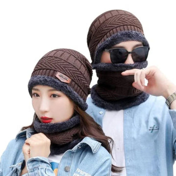 Winter Wool Cap with Neck Warmer Set