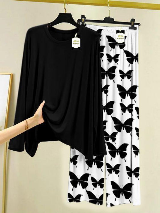 2Pieces women stitched plain night suit