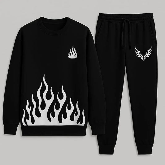 Flame Print Winter Fleece Tracksuit – Bold & Warm! 🔥✨